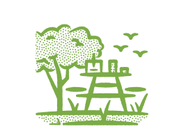 Illustration of a picnic table in the Presidio