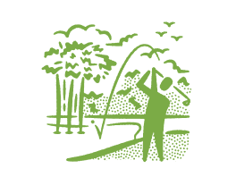 Illustration of someone playing golf at the Presidio