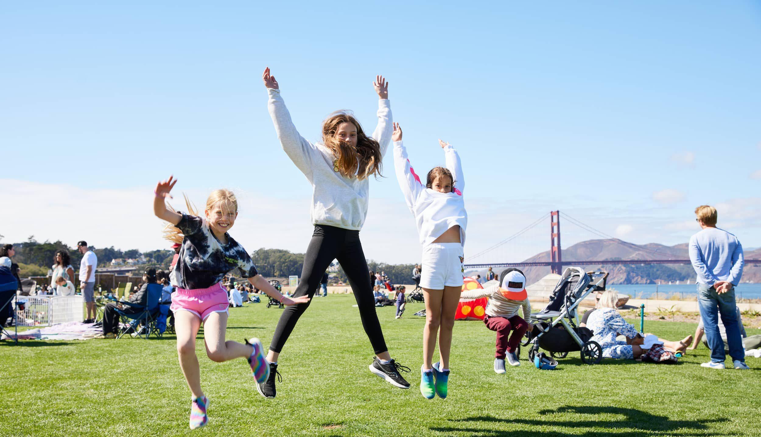 Kids jumping at Presidio Tunnel Tops.