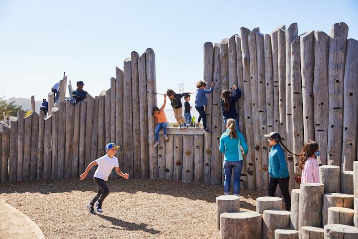 Children playing at the Outpost playground at Presidio Tunnel Tops. Photo by Rachel Styer.